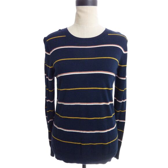 Banana Republic Navy Blue Striped Crew Neck Sweater Top M - Picture 1 of 6